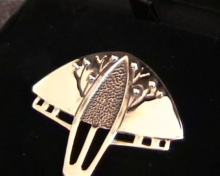 Art Deco Anhaenger / Brosche Baum 925 Silber