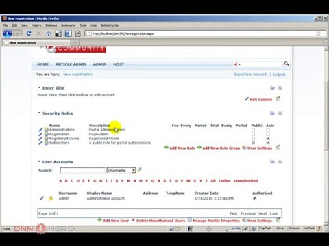 DotNetNuke Tutorial, How to customize the login page