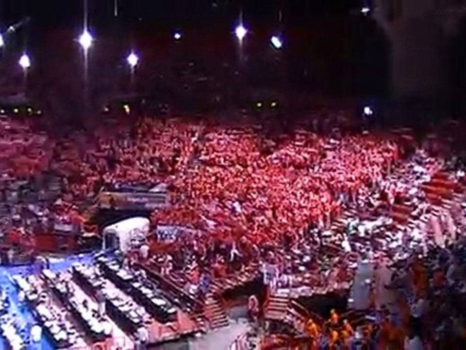 finale cholet basket le mans: arrivée cholet échauffement