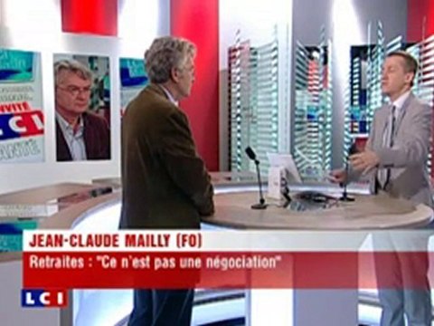 Dossier retraites: Jean-Claude Mailly sur LCI