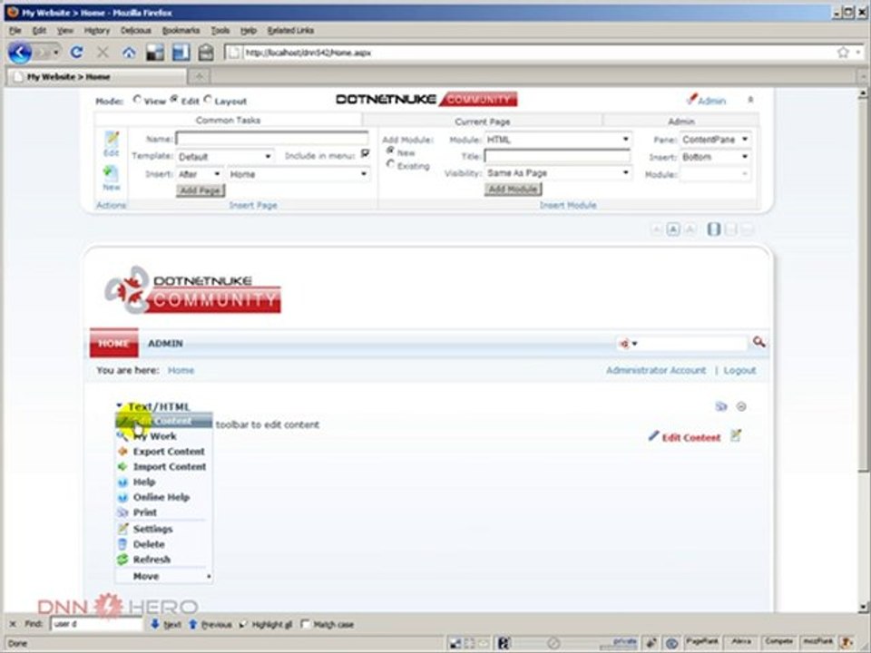 DotNetNuke Tutorial, Understanding Panes