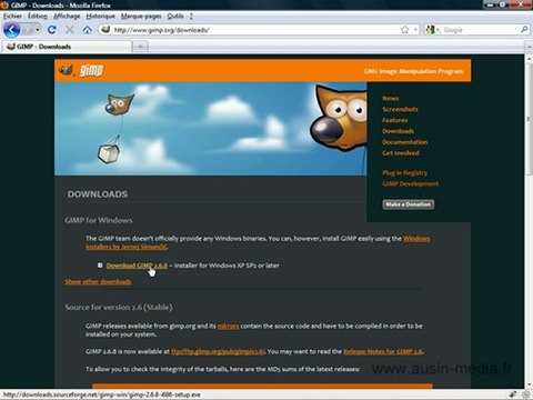 Téléchargement et installation de Gimp