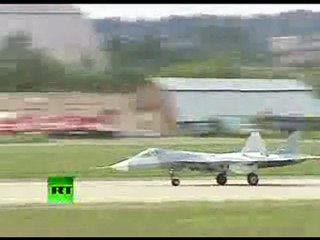 (PAK-FA) Sukhoi Su-50 makes demonstration for Vladimir Putin