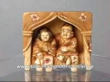 mammoth ivory figurine netsuke Couple on Bed Side H1560