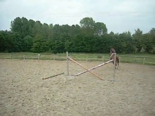 Anis, 7 ans, s'initie au saut d'obstacle