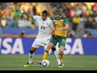 Ghana 1-1 Australia Gyan, Holaman scored, Kewell sent-off