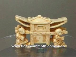 mammoth ivory figurine netsuke Four Kids Sedan Chair H1568
