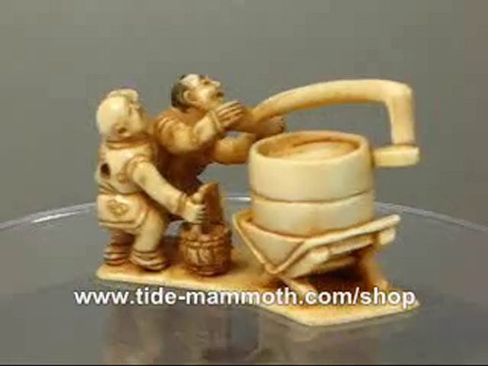 mammoth ivory figurine netsuke Father and Son Millwork H1569