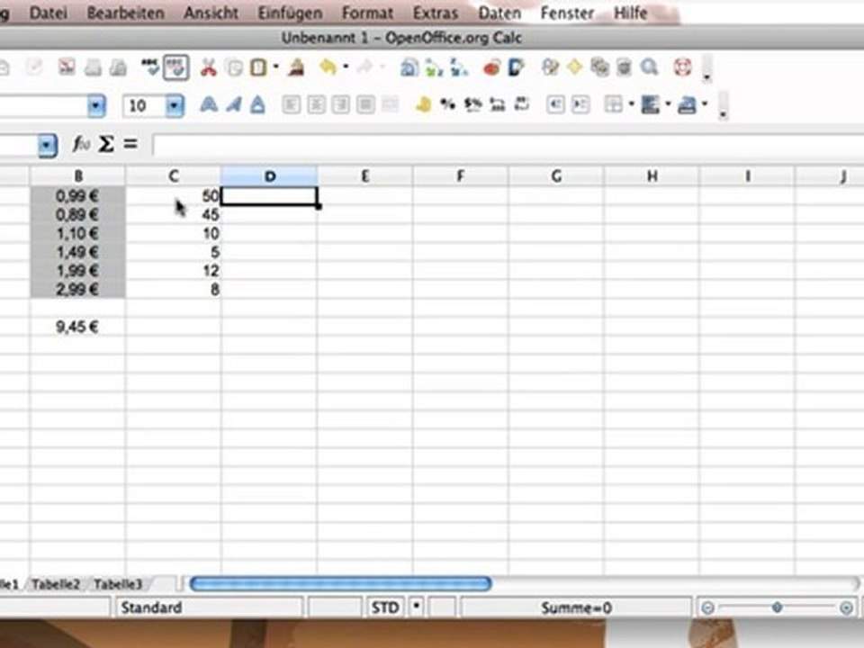 Grundlagen der Tabellenkalkulation mit OOo Calc Teil 1