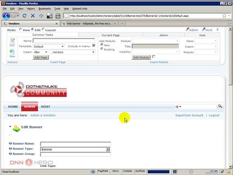 DotNetNuke Tutorial, How to setup banner advertising, 1/3