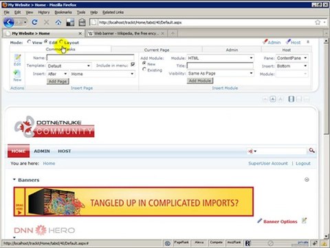 DotNetNuke Tutorial, How to setup banner advertising, 3/3