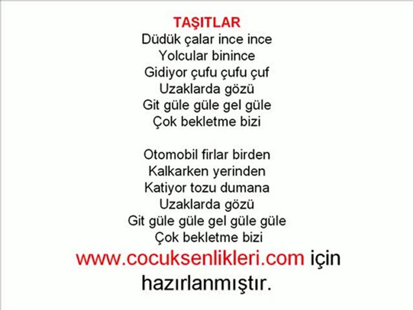 Taşıtlar-Çocuk Şarkısı - Dailymotion Video