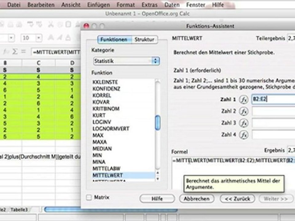 Calc - erweiterte Funktionen