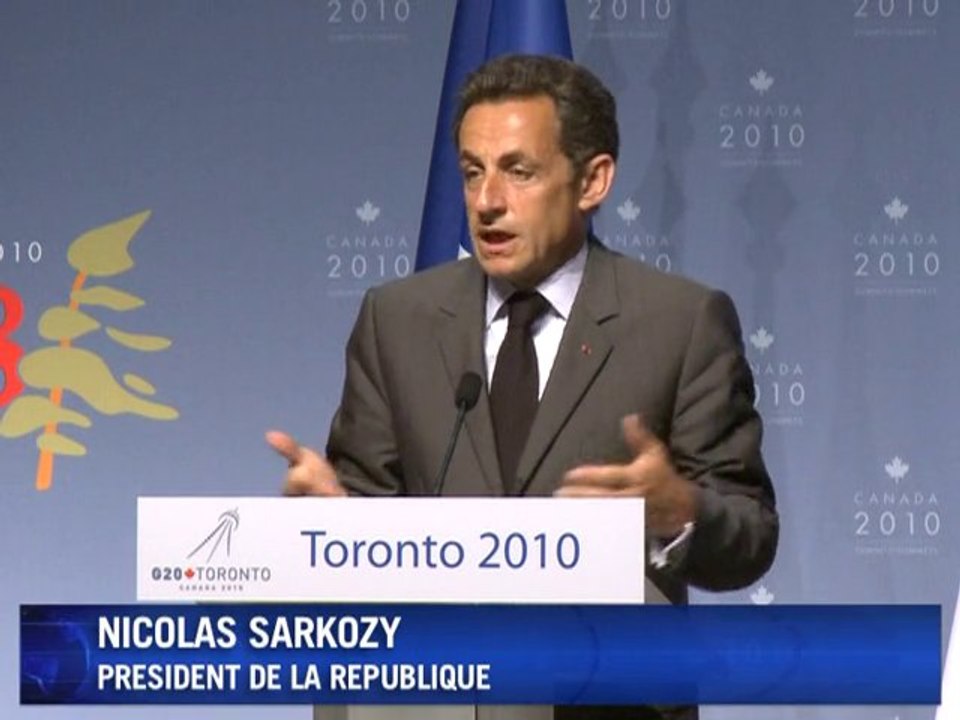 Sarkozy se félicite du feu vert du G20 à la taxe sur les banques