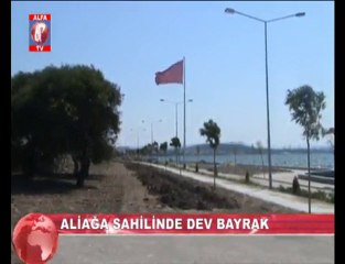 aliağa sahiline dev bayrak