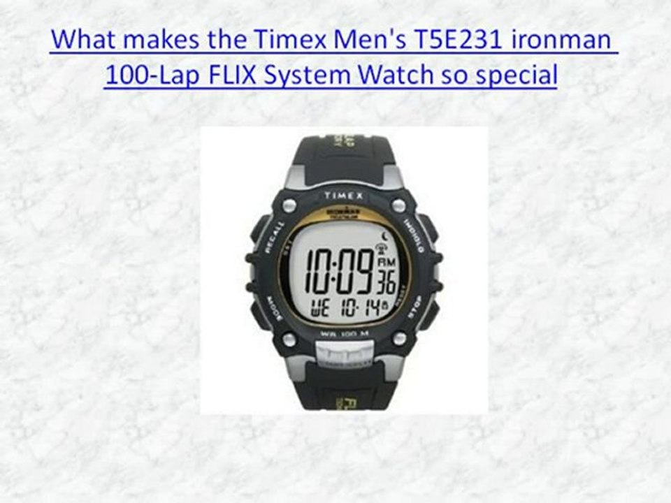 Timex Men’sT5E231 Ironman100-Lap FLIX System Watch
