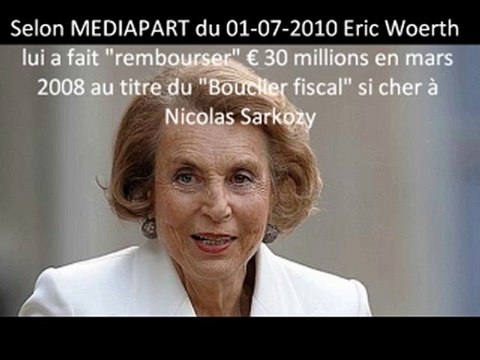 Woerth Bettencourt repas à € 30 millions