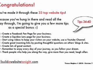 33 Top Website Tips - 34-40 by Teena Hughes
