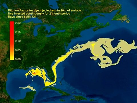 bp modélisation marée noire les courants marins