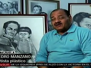Artista Pedro Manzano lleva imagen de Bolívar a distintas s