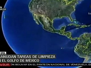 Reanudan tareas de limpieza en el Golfo de México tras paso