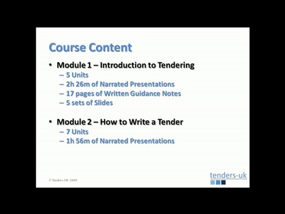 Tenders UK's eLearning Training Introduction