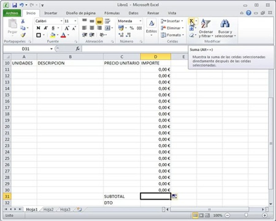 Facturas en Excel 2010 | AprendeCosas.es