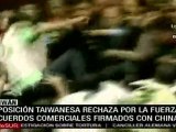 Trifulca en Parlamento de Taiwán