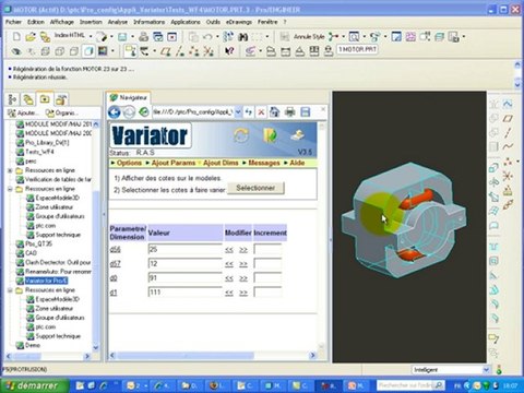 Variator Outil d'aide à la modification des modeles CAO ProE