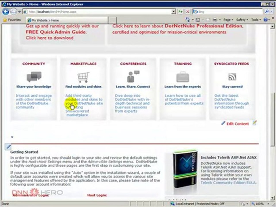 DotNetNuke Tutorial, The Annoying Inline Editor
