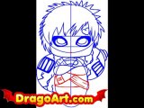 How to draw chibi Gaara, step by step