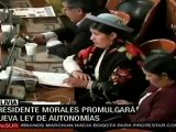 Presidente Morales promulgará nueva ley de autonomías