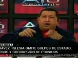 Chávez: Iglesia omite golpes de estado, robos y corrupción