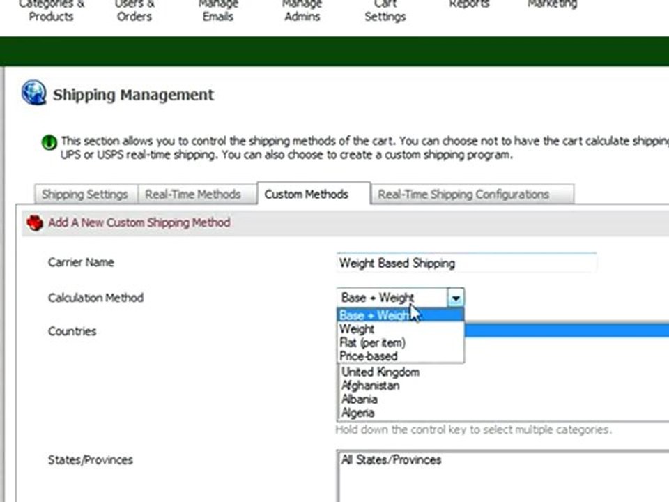 PHP Cart: Adding a Shipping Method to Pinnacle Cart