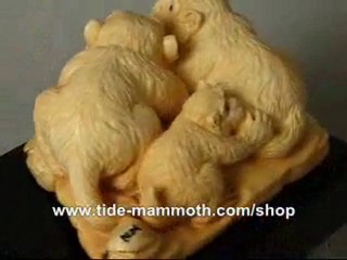 mammoth ivory carving Three Monkeys Family