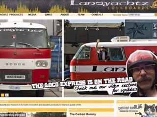 Skateboarders overtake lorry going down hill