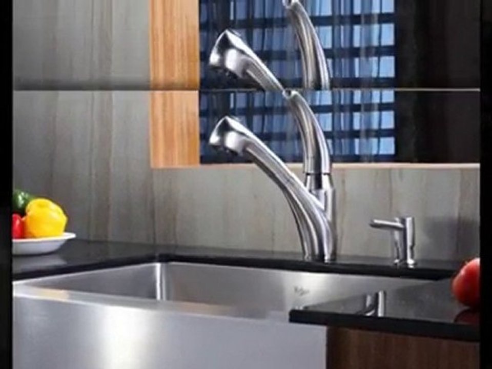 Kraus Farmhouse Steel Kitchen Sink, Faucet KPF-2110 & ...