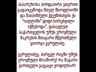 დასავლეთ საქართველოს უშუს მთავარ მწვრთნელს გიორგი ვერულიძეს