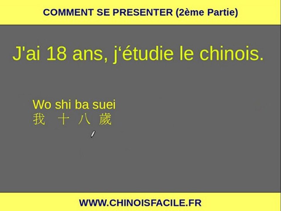 Se présenter en Chinois Mandarin (Partie 2)