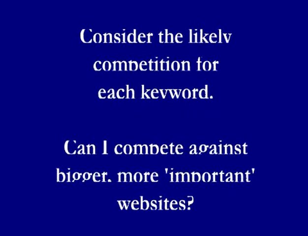 Search engine Optimisation: Keywords