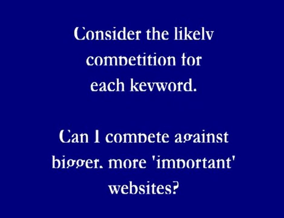 Search Engine Optimisation: Keywords