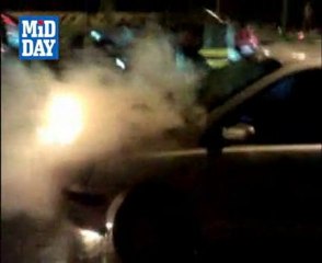 Car caught fire at Goregaon east highway