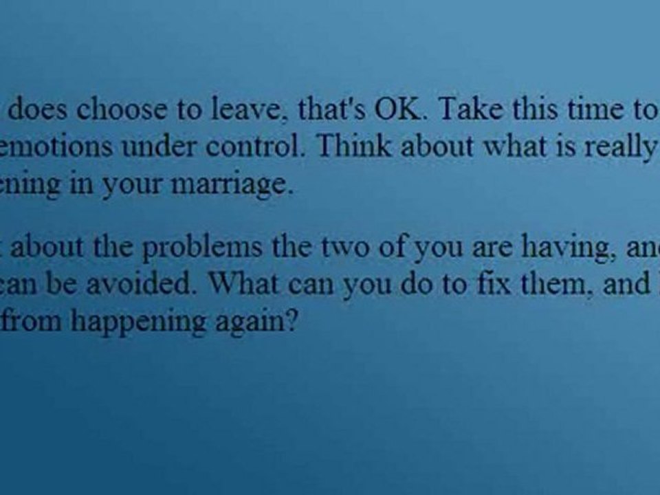Is There Any Way To Get My Wife Not To Leave Me