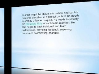 Role of the Resource Manager within the Project Context