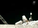 Russian Astronauts Work Outside International Space Station