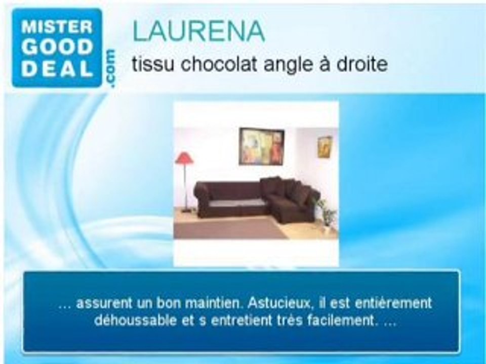 Canapé convertible, angle LAURENA tissu chocolat angle à d