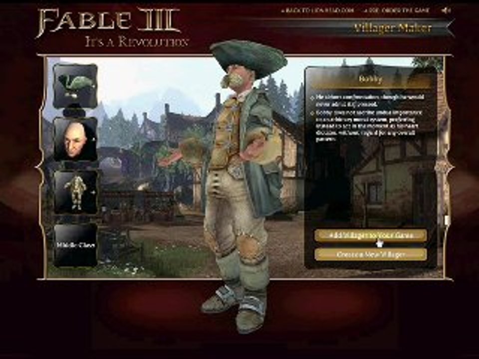 Fable 3 - L'éditeur de villageois en vidéo