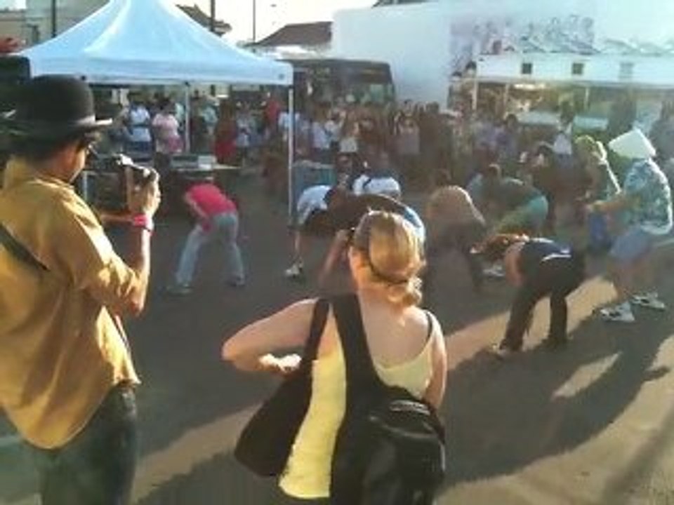 Michael Jackson's THRILLER flash mob dance awesomeness.
