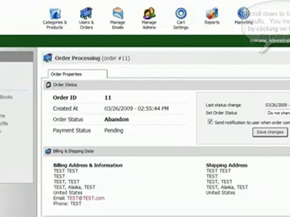Shopping Cart software :Pinnacle Cart: Browsing your orders