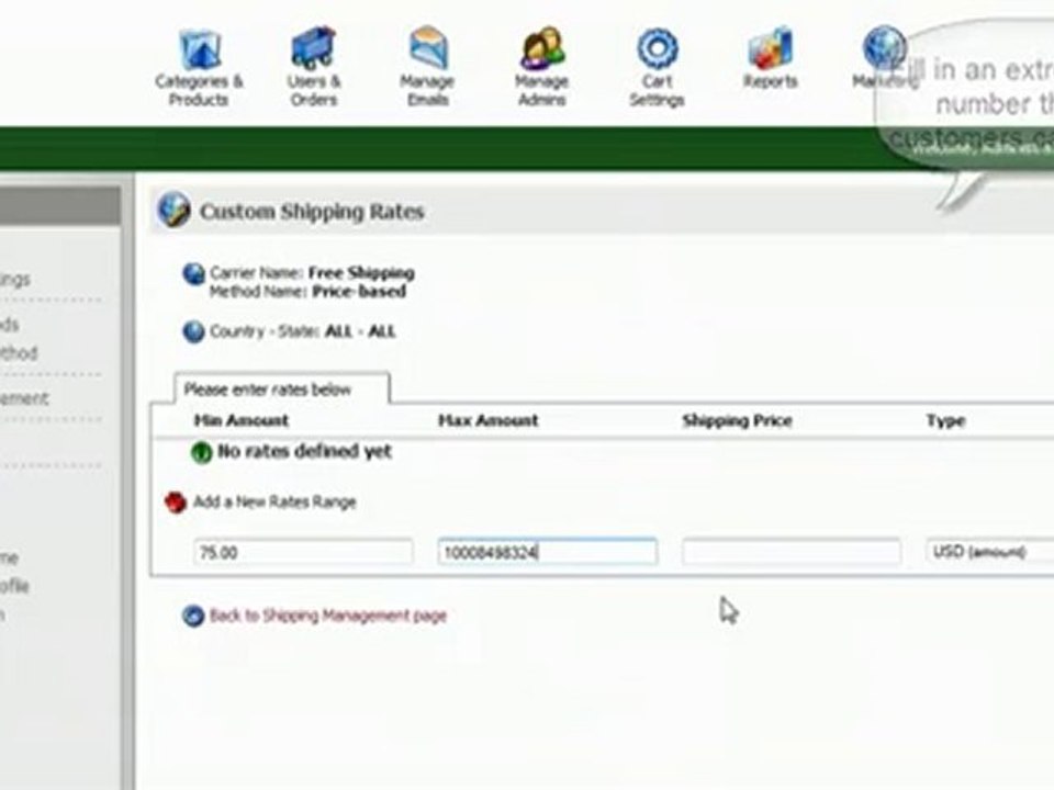 Shopping Cart software :Pinnacle Cart:create custom shipping